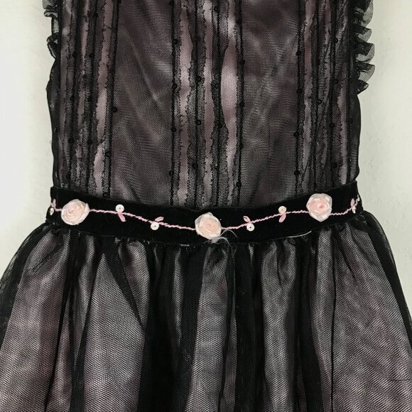 Laura Ashley Toddler Black Pink Rose Detail Party Dress  Size 4T - Picture 4 of 12